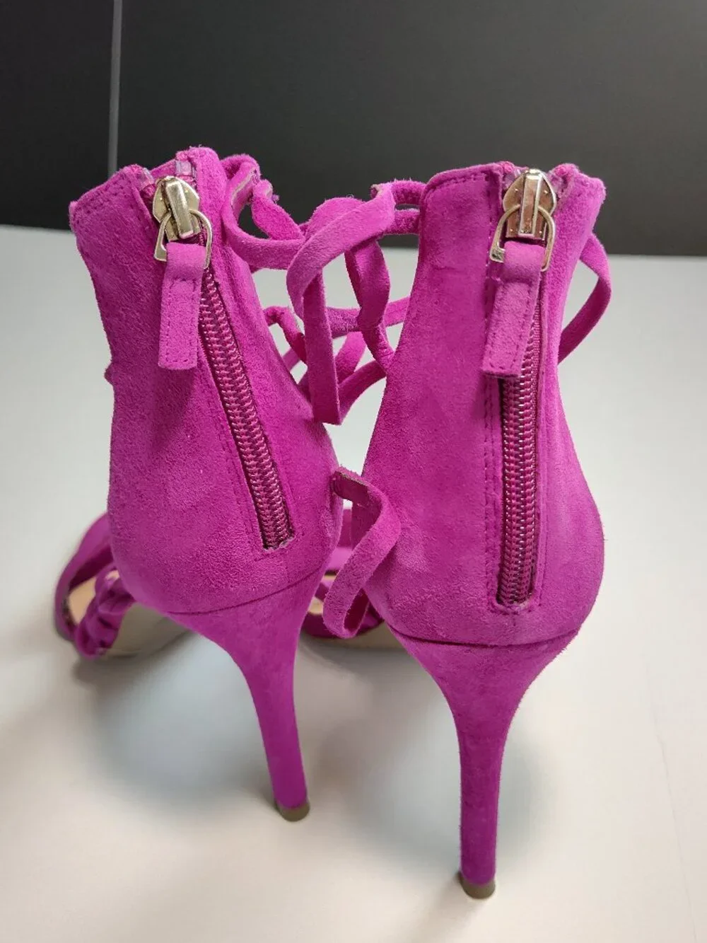 10M dark magenta purple BP Alexy Strappy Suede Sandals high heels shoes women's
